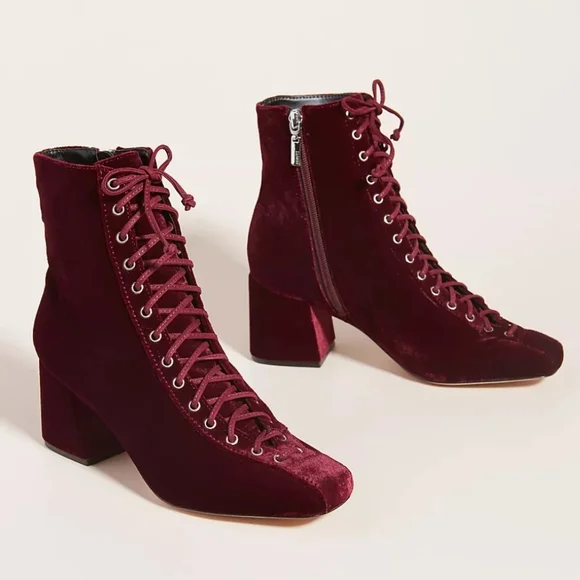 Schutz Granny Lace-up Boots - wine - Picture 2 of 12